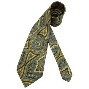 TRUSSARDI Blue/Yellow/Beige Paisley Silk LUXURY Tie ITALY